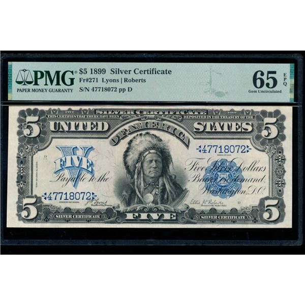 1899 $5 Chief Silver Certificate PMG 65EPQ