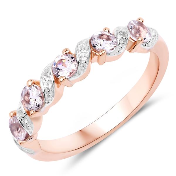 Plated 18KT Rose Gold 0.49ctw Morganite and White Topaz Ring