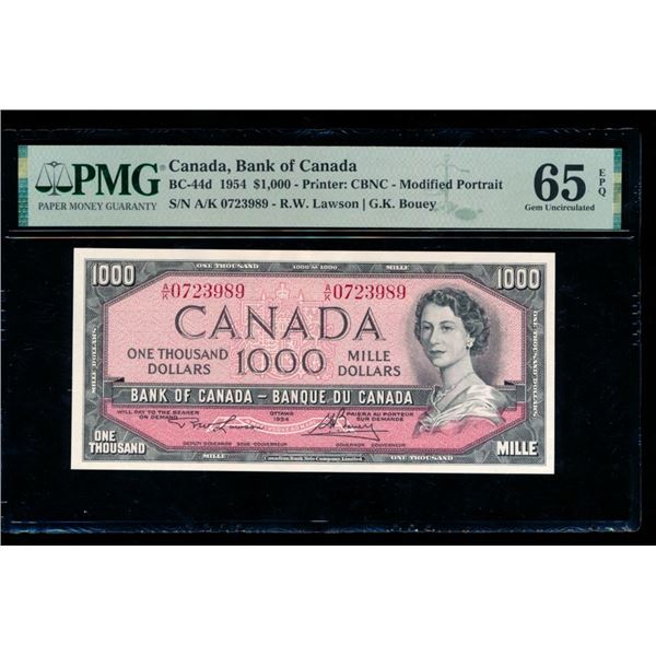 1954 $1000 Bank of Canada Note PMG 65EPQ