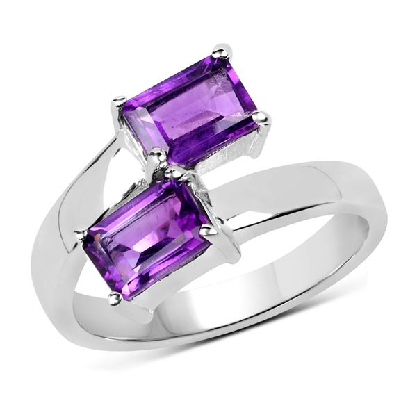 Sterling Silver 1.90ctw Amethyst Ring