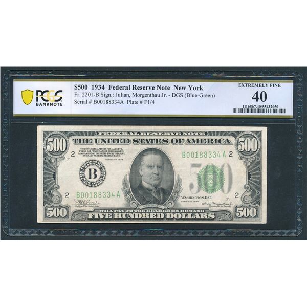 1934 $500 New York FRN PCGS 40
