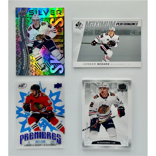 4 Card Hockey Blackhawks Lot - See Description