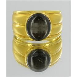6ct Mens Black Star Sapphire Ring 22k Solid Yellow Gold 10.5 grams (JEW-1688)