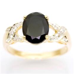 2.52Ct Huge Black Sapphire & Diamond Ring 9K Gold (JEW-9104X)