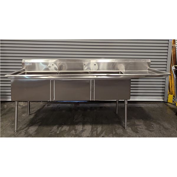 Thorinox 24" x 24" x 14" Triple Tub Sink with Right Drainboard | 0034/CON