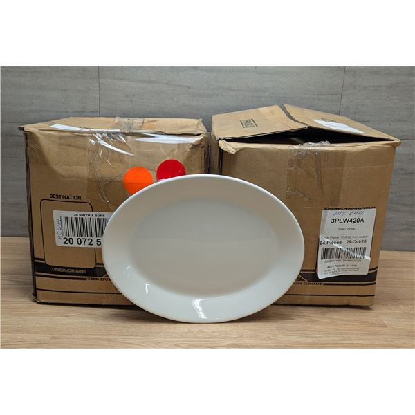 10-1/2" Plain White Oval Platters, Dudson 3PLW420A - Lot of 48 (2 Cases) | RackH/P13