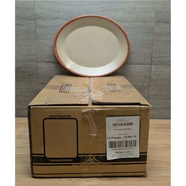 11-1/4" Terracotta & Sand Oval Plates, Dudson 4EUA420R - Lot of 12 (1 Case) | RackH/P7