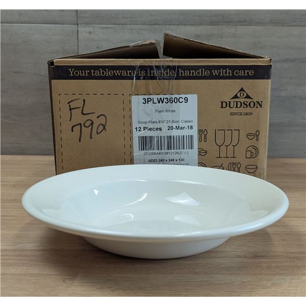 8-1/2" Plain White Soup Plates, Dudson 3PLW360C9 - Lot of 10 | P2/FtD