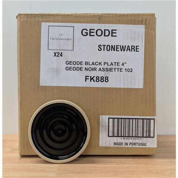 Chef & Sommelier Geode 4" Black Stoneware Plates - Lot of 24 | FK888/L11-1