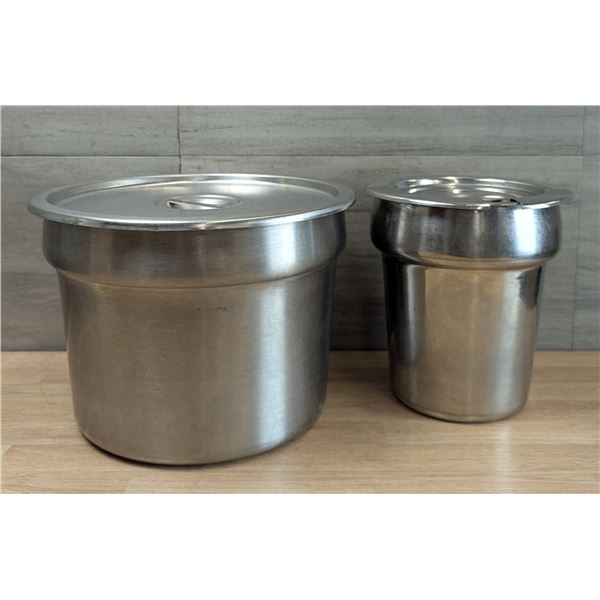 11qt & 4qt Stainless Steel Round Inserts with Lids - Lot of 2pcs | FtE