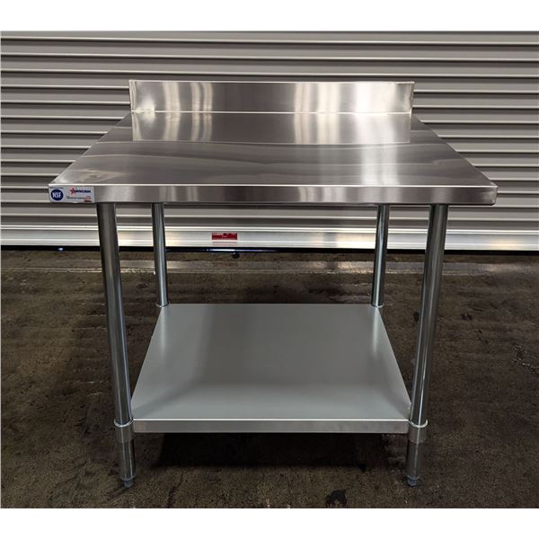 36" x 30" Stainless Steel Work Table with 4" Backsplash, Omcan 22087 | MR6SIDE