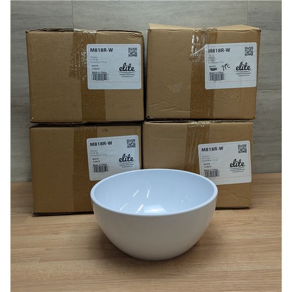 Elite 1.75qt White Melamine Bowls - Lot of 10 | FtMC1