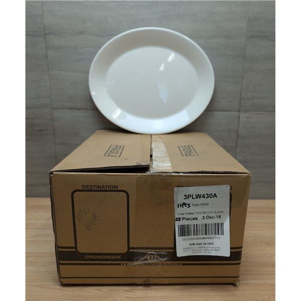 11-1/2" Plain White Oval Platters, Dudson 3PLW430A - Lot of 11 | FtC/P18