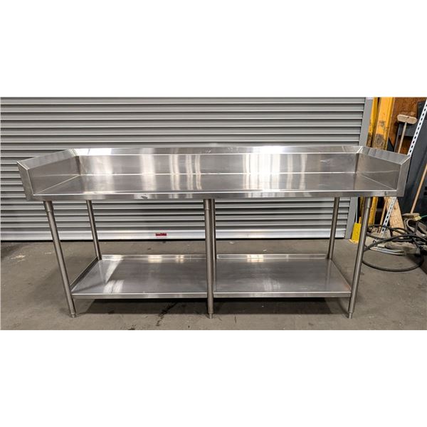 90-1/2" x 28" Stainless Steel Worktable W/3 Sides Backsplash | LBDFL