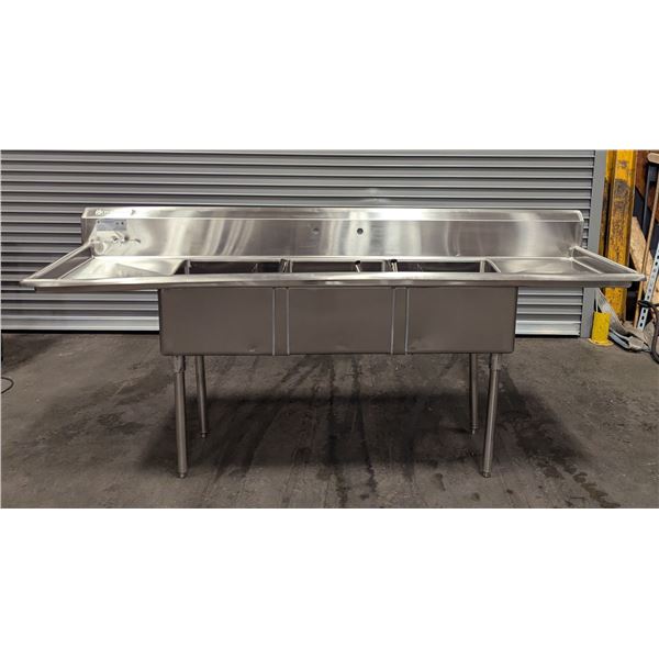 Thorinox 18" x 18" x 11" Three Tub Sink with Two Drain Boards | DX87/L12FL