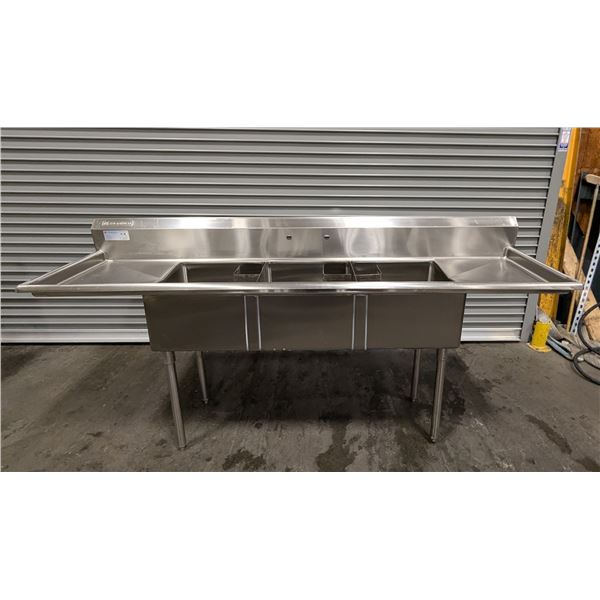 Thorinox 18" x 18" x 11" Three Tub Sink with Two Drain Boards | DX88/L12FL