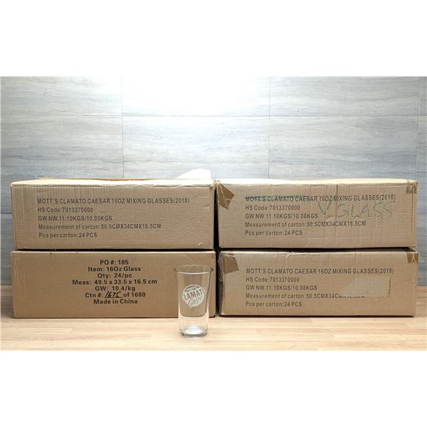 Mott's Clamato Caesar 16oz Mixing Glasses - Lot of 4 Cases | LL53/CSRack