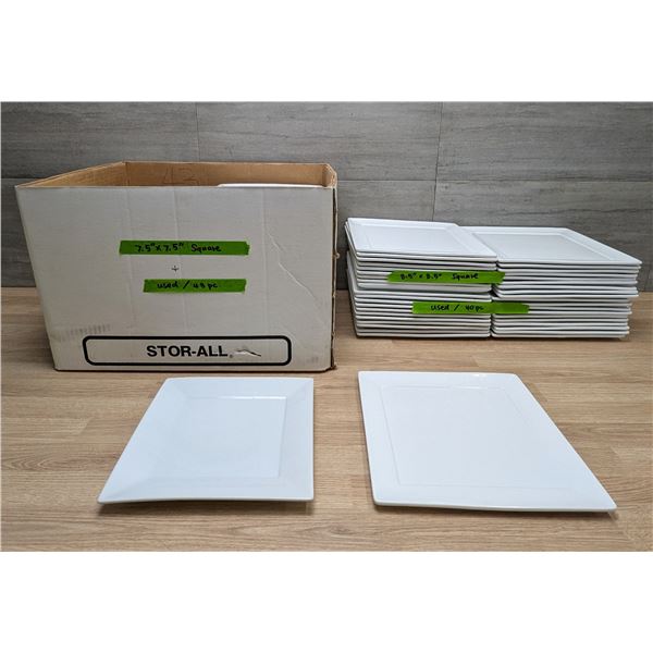 White Square Plates With Rim - Lot of 83pcs | LL55/L7L1