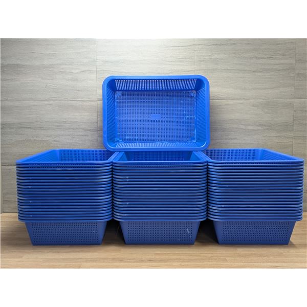 13" x 18-1/4" x 4" Blue Plastic Baskets - Lot of 64 | Sina1/AR