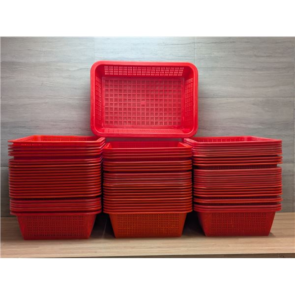 13" x 18-1/4" x 4" Red Plastic Baskets - Lot of 76 | Sina2/AR
