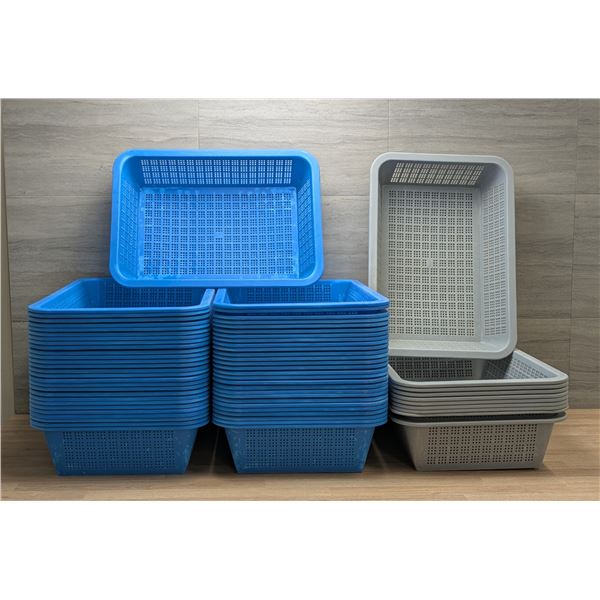 13" x 18-1/4" x 4" Grey & Light Blue Plastic Baskets - Lot of 65pcs | Sina3/AR