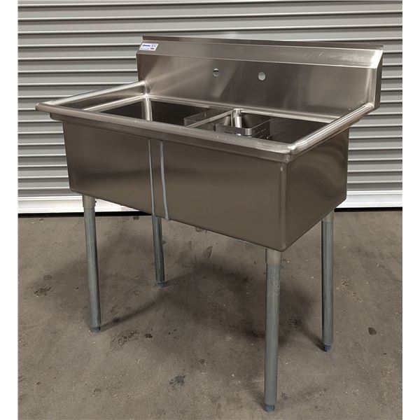 18" x 18" x 11" Two Tub Stainless Steel Sink, Omcan 22113 | Sina6/LBD