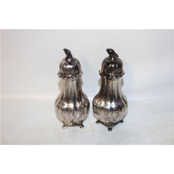 VINTAGE SILVER PLATED LEAD SALT & PEPPER SHAKERS
