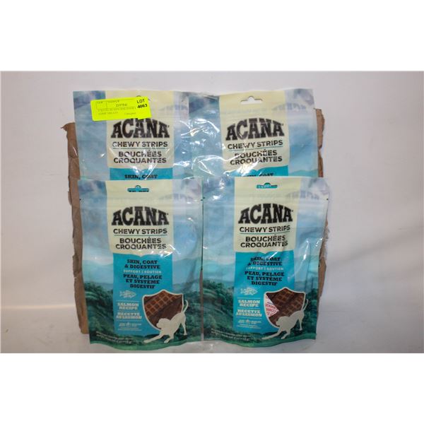 4 X113G ACANA DOG FOOD CHEW STRIP TREATS