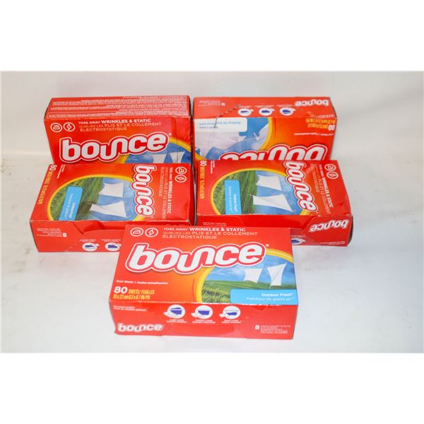 LOT OF 5 BOUNCE DRY SHEETS 80 SHEETS PER BOX