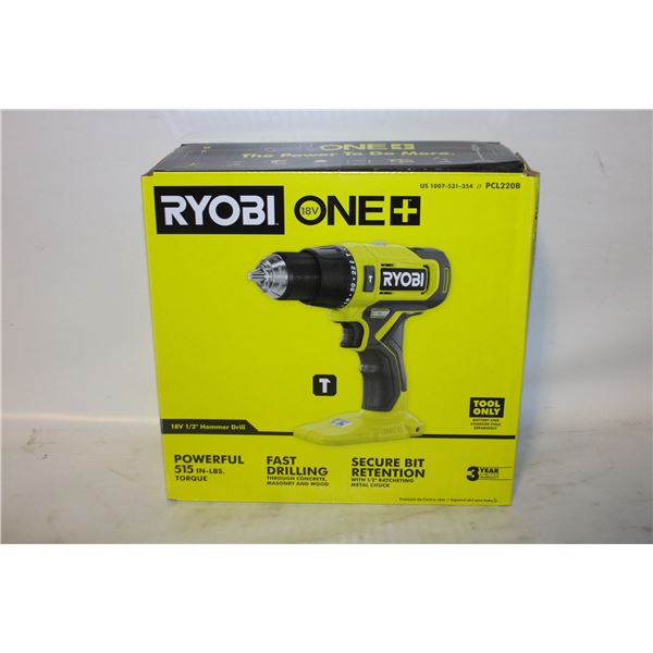 NEW RYOBI ONE 18 VOLT 1/2 HAMMER DRILL MODEL