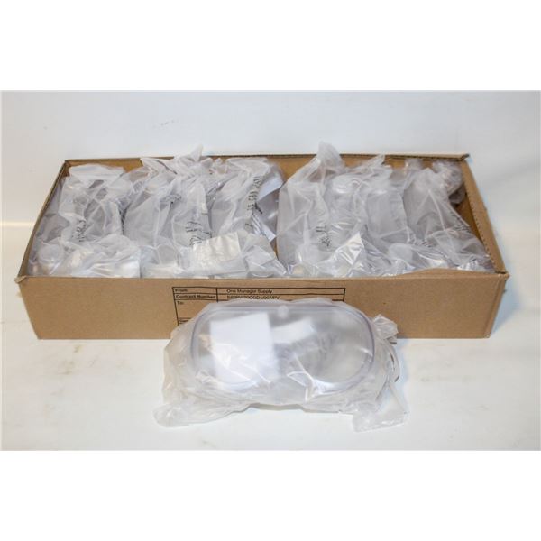 CASE OF 10 NEW CLEAR SAFETY GOOGLES
