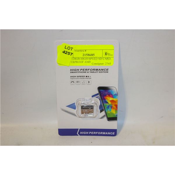 NEW 128GB HIGH-SPEED SD CARD, WATERPROOF AND