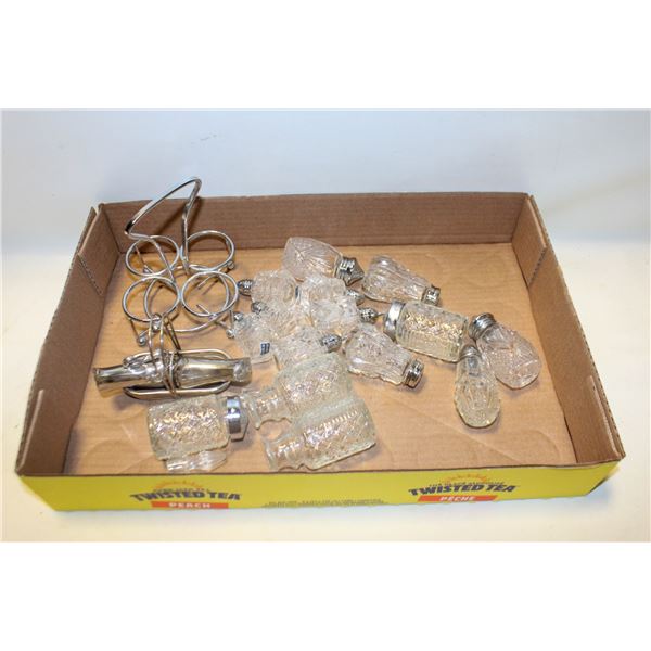 LOT OF VINTAGE SALT & PEPPER SHAKERS WITH METAL