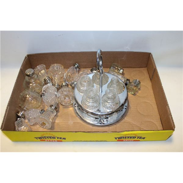 LOT OF VINTAGE SALT & PEPPER SHAKERS WITH METAL