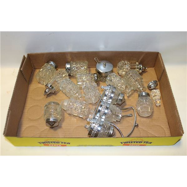 LOT OF VINTAGE SALT & PEPPER SHAKERS WITH METAL