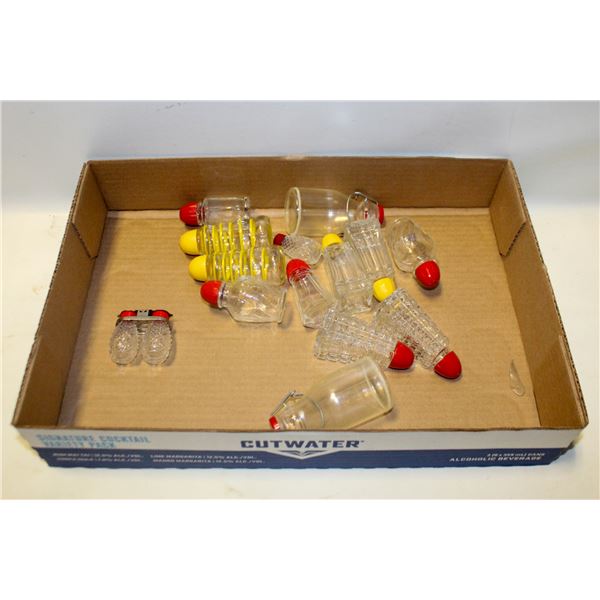 8 VINTAGE RED & YELLOW SALT AND PEPPER SHAKERS