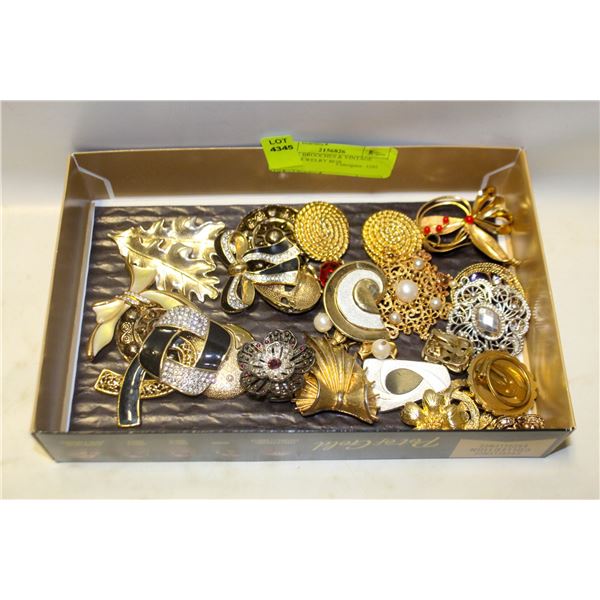 ESTATE BROOCHES & VINTAGE MIXED JEWELRY BOX