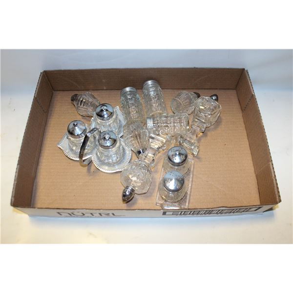 LOT OF VINTAGE SALT & PEPPER SHAKERS WITH CADDY