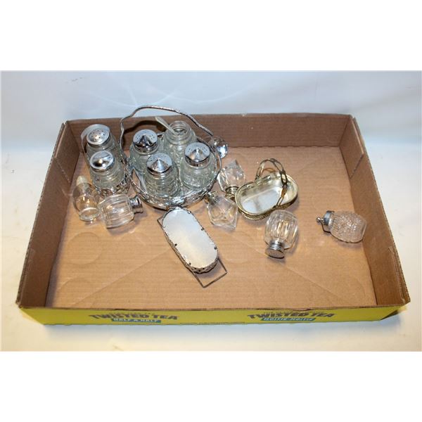 LOT OF VINTAGE SALT & PEPPER SHAKERS WITH METAL