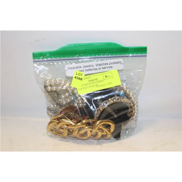 PLASTIC BAG CONTAINING WEARABLE JEWELRY