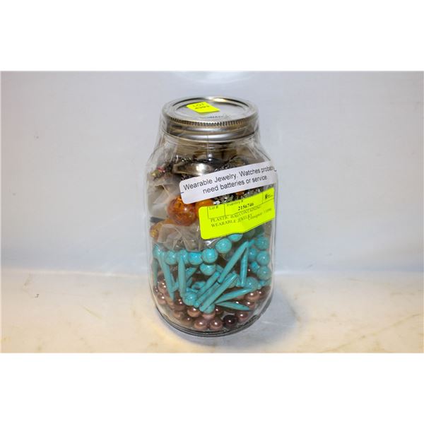 PLASTIC BAG CONTAINING WEARABLE JEWELRY