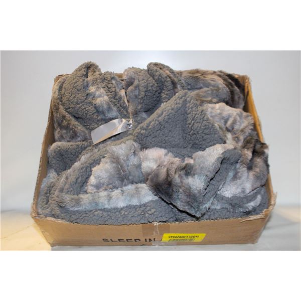 HABIBEE FAUX FUR FUZZY THROW BLANKET 60 X 80" GREY