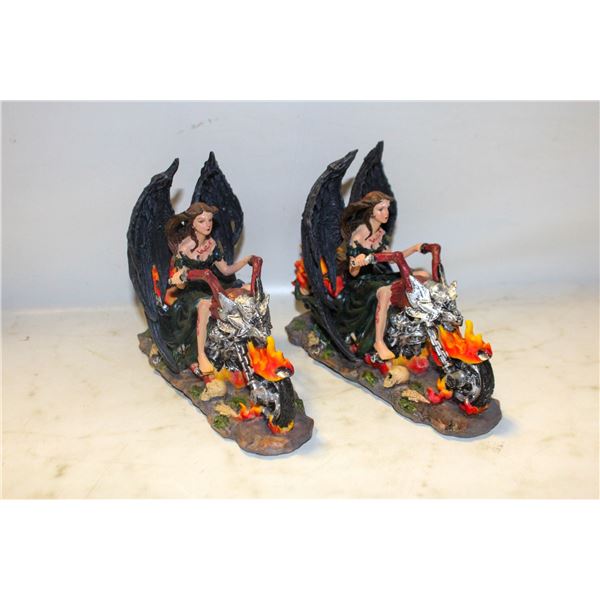 2 FANTASY GIRL DRAGON ON MOTOR BIKE