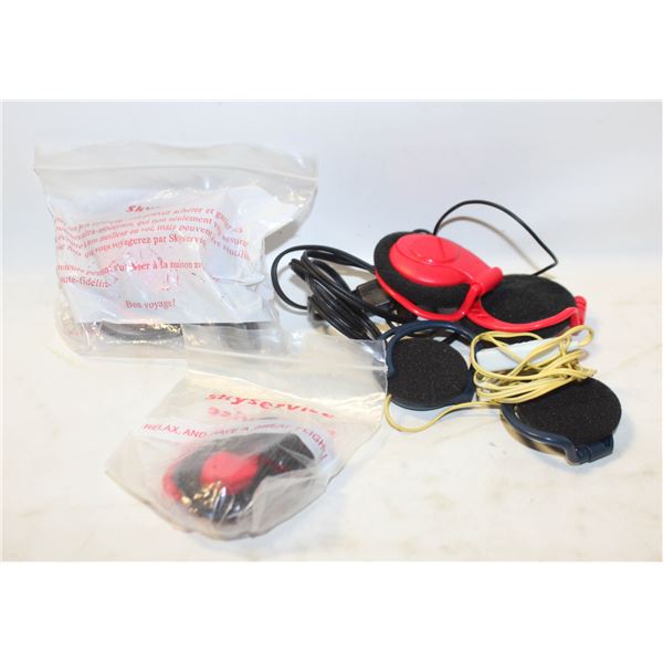 4 PAIR AIRLINE HEADPHONES