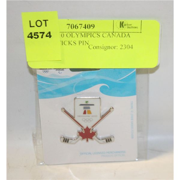 SEALED 2010 OLYMPICS CANADA HOCKEY STICKS PIN