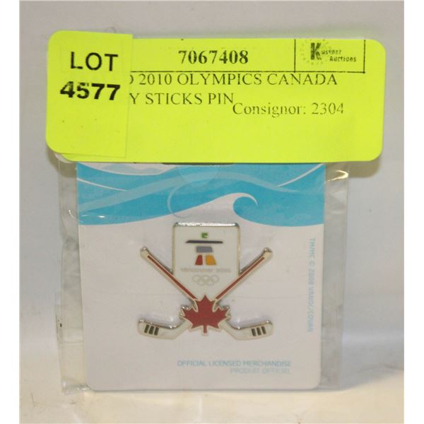 SEALED 2010 OLYMPICS CANADA HOCKEY STICKS PIN