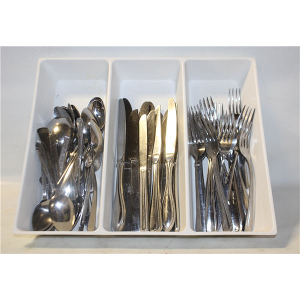 SET OF FLATWARE IN TRAY