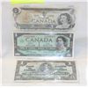 Image 1 : 3 ERAS OF CANADIAN $1 BILLS