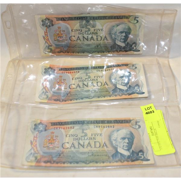 3 X 1972/79 $5 BILLS