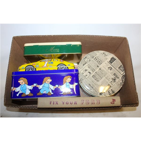 ANTIQUE STYLE "NEWSPAPER PRINT" TIN